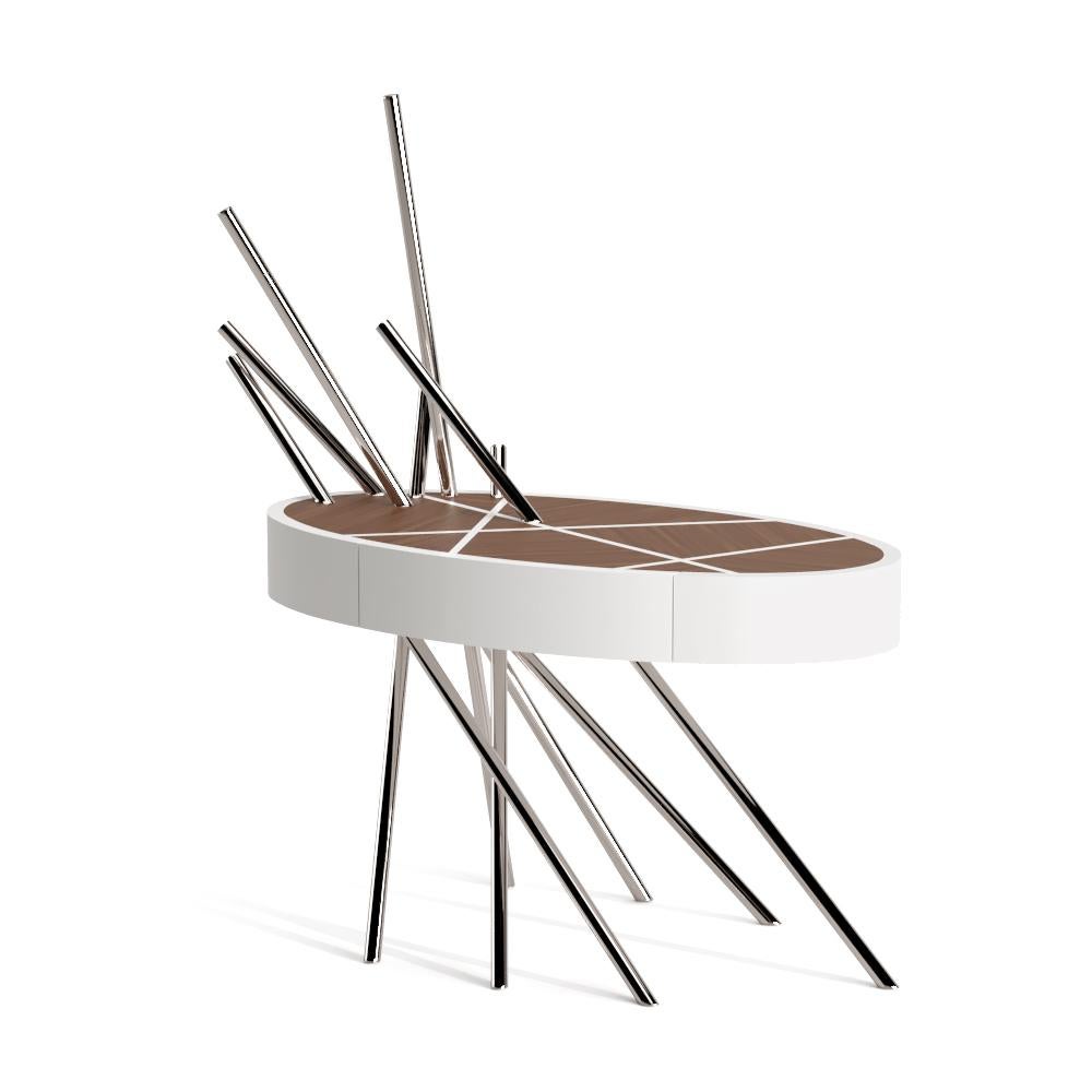 Modern Accent Bedside Table Ebony Macassar Wood Black Lacquer Brushed Brass For Sale 7