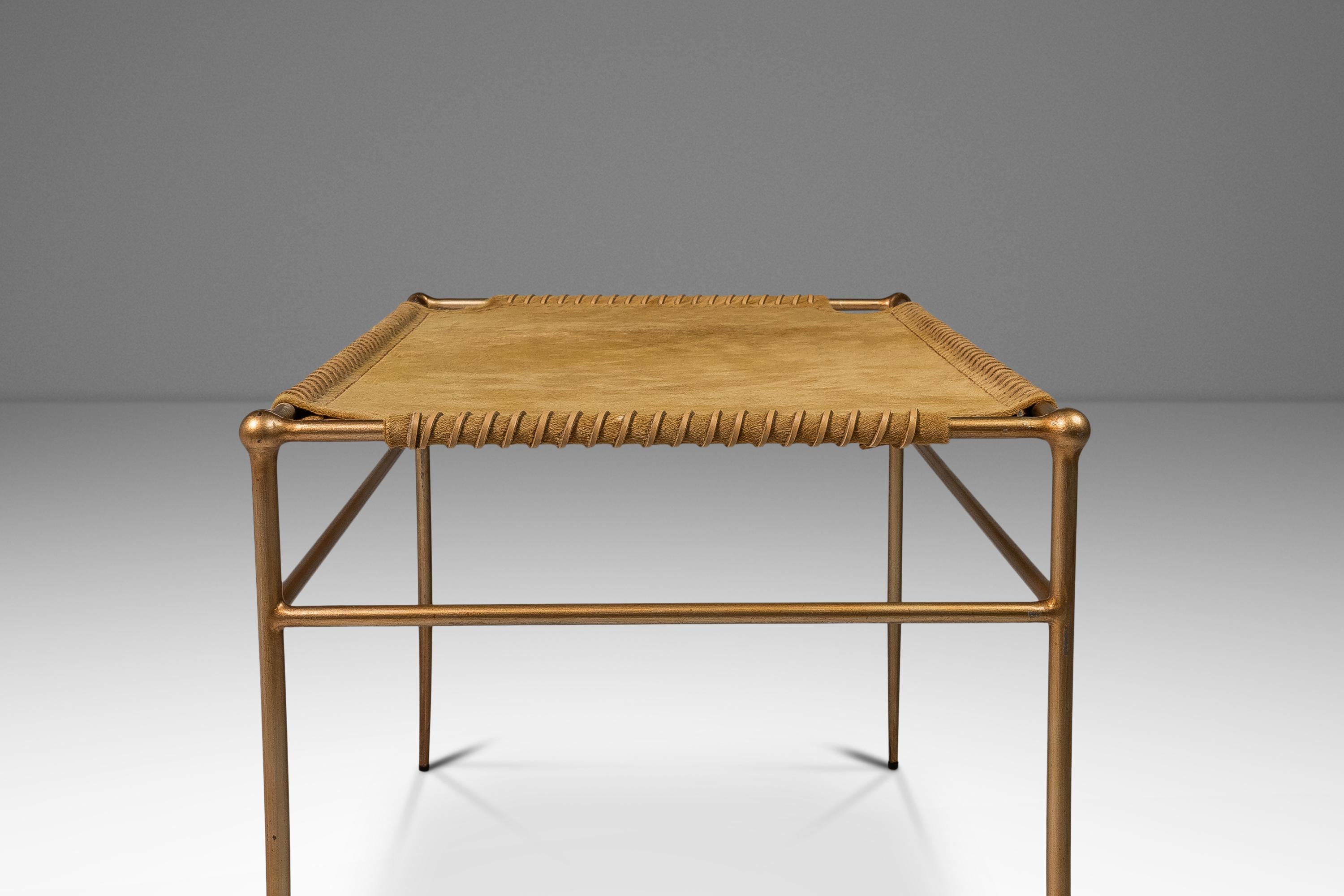 Banc d'appoint en cuir et peau d'animal d'après T.H. Robsjohn-Gibbings, États-Unis, vers 1980 en vente 5