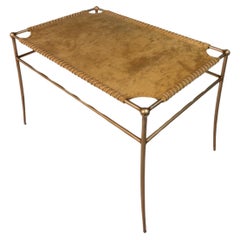 Accent Bench in Animal Hide & Leather After T.H. Robsjohn-Gibbings, USA, c 1980s