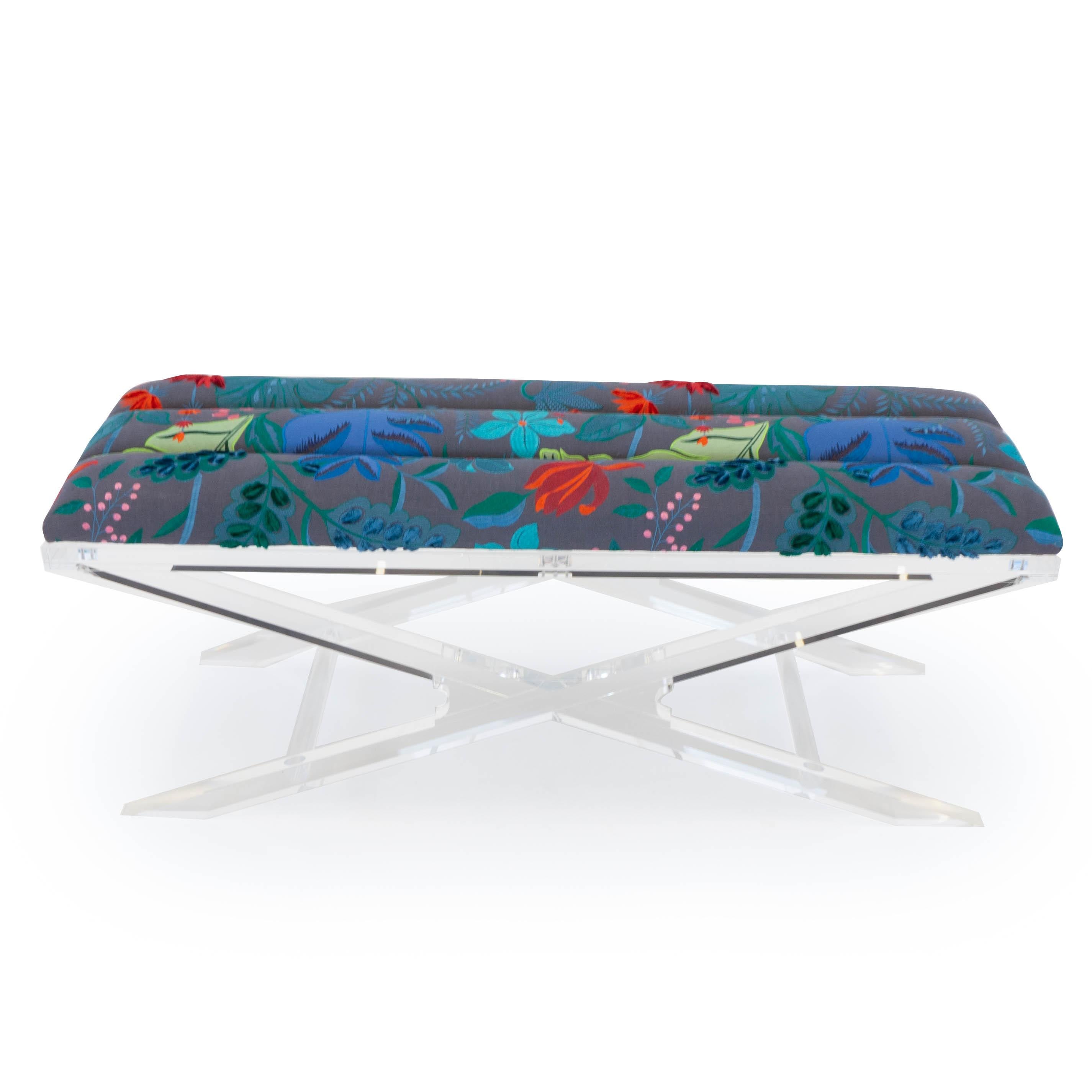 American Accent Bench with Lucite Base and Channeled Cushion