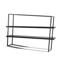 Modern Accent Bookcase with Shelves in High-Gloss & Matt Black Lacquer