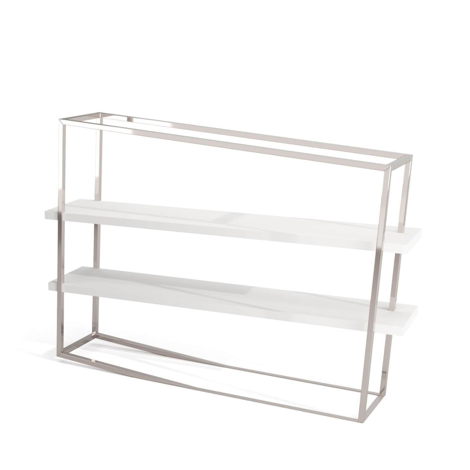 Modern Accent Bookcase with Shelves in High-Gloss and Matte Black Lacquer For Sale 1