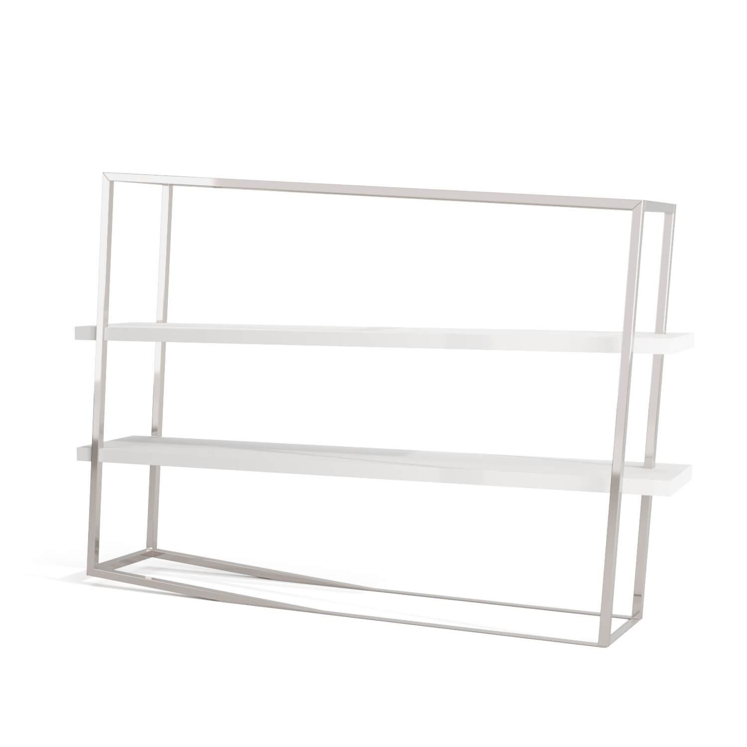 Modern Accent Bookcase with Shelves in High-Gloss and Matte Black Lacquer For Sale 2