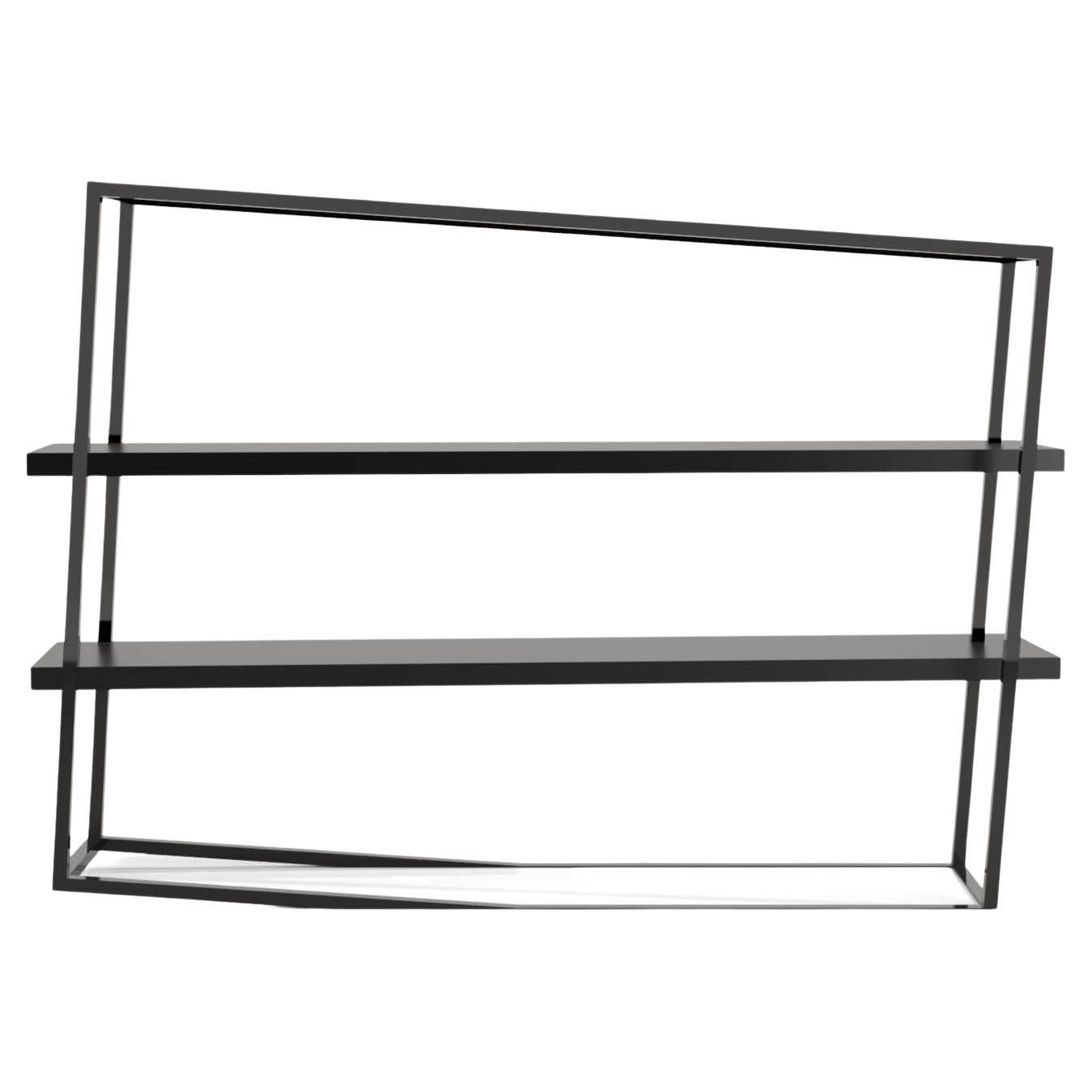 The Moderns Bookcase with Shelves in High-Gloss and Matte Black Lacquer (Bibliothèque d'appoint moderne avec étagères en laque brillante et noire mate) en vente