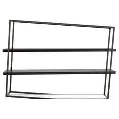 Modern Accent Bookcase with Shelves in High-Gloss and Matte Black Lacquer