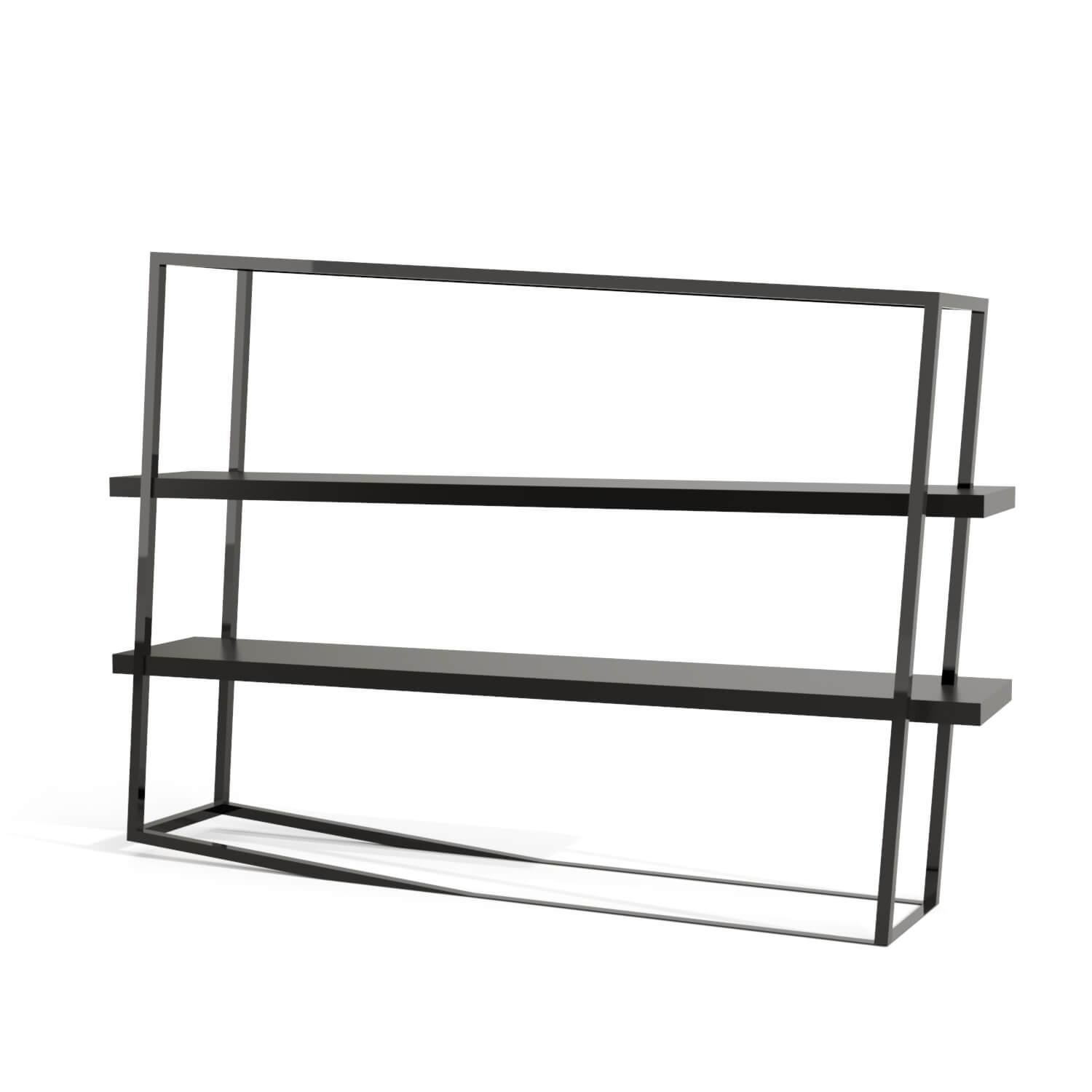 Modern Accent Bookcase with Shelves in Tineo Wood and Brushed Stainless Steel For Sale 2