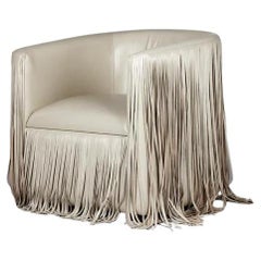 Silla acentuada en piel de olivo - Colección Eternity