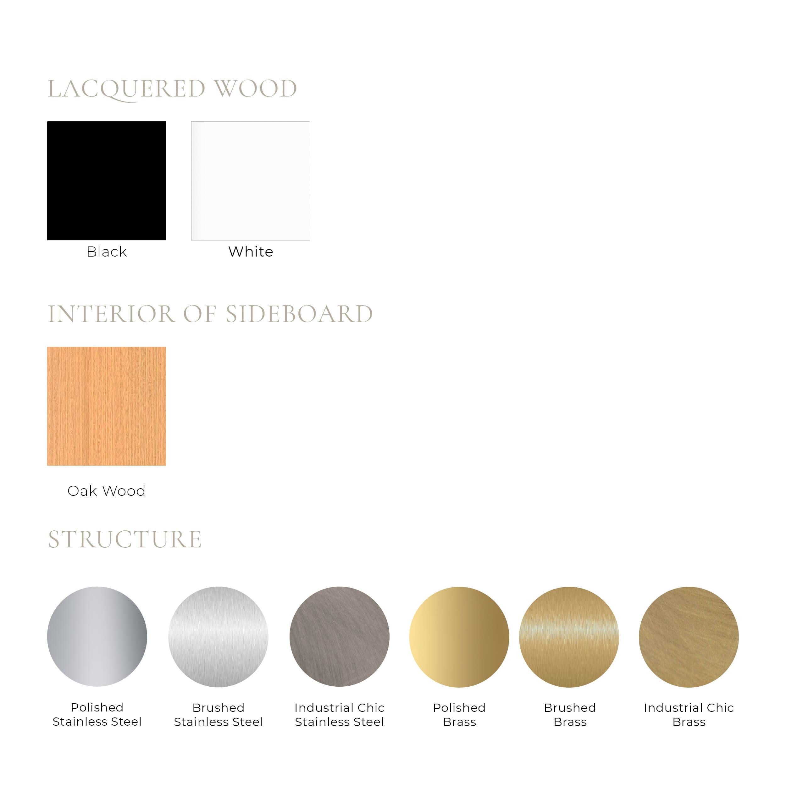 Modernity Credenza Sideboard Black Oak Wood High-Gloss Black Lacquered Steel (en anglais) en vente 7