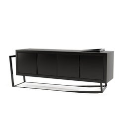 Modern Accent Credenza Sideboard Black Oak Wood High-Gloss Black Lacquered Steel