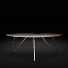 Escritorio curvo moderno de oficina en casa Madera de roble Laca blanca Acero inoxidable