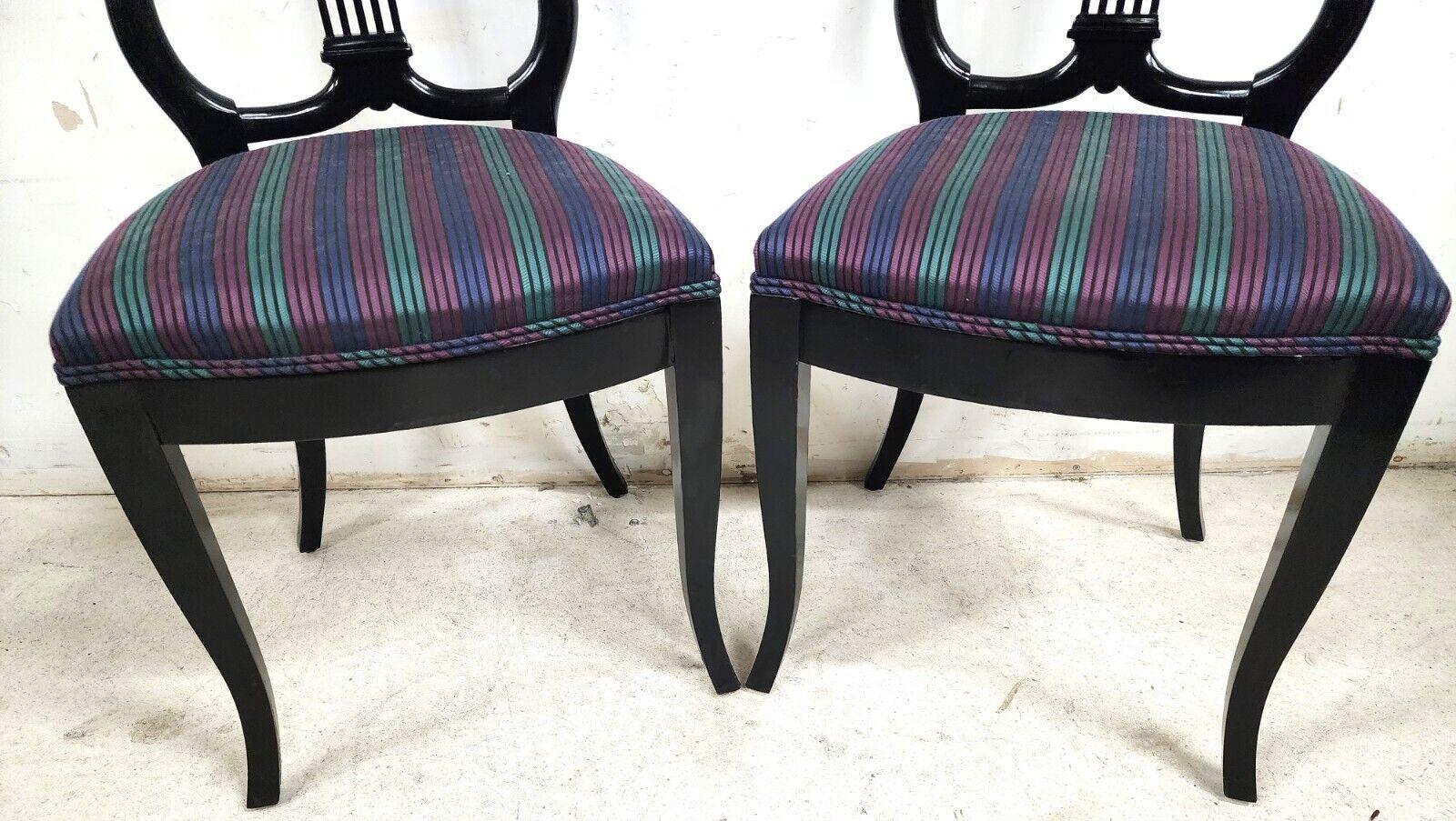 Accent Dining Chairs Swans Lyre Lacquered In Good Condition For Sale In Lake Worth, FL