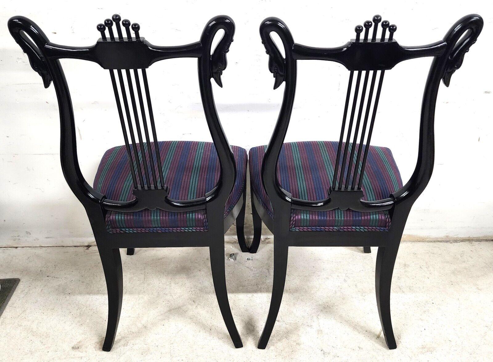Accent Dining Chairs Swans Lyre Lacquered For Sale 3