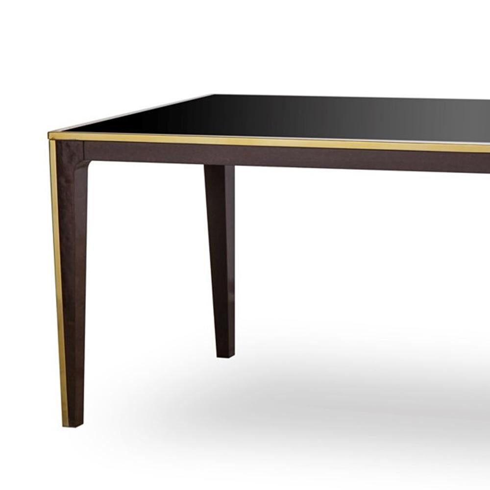 Hand-Crafted Accent Dining Table with Smoked Tempered Glass Top For Sale