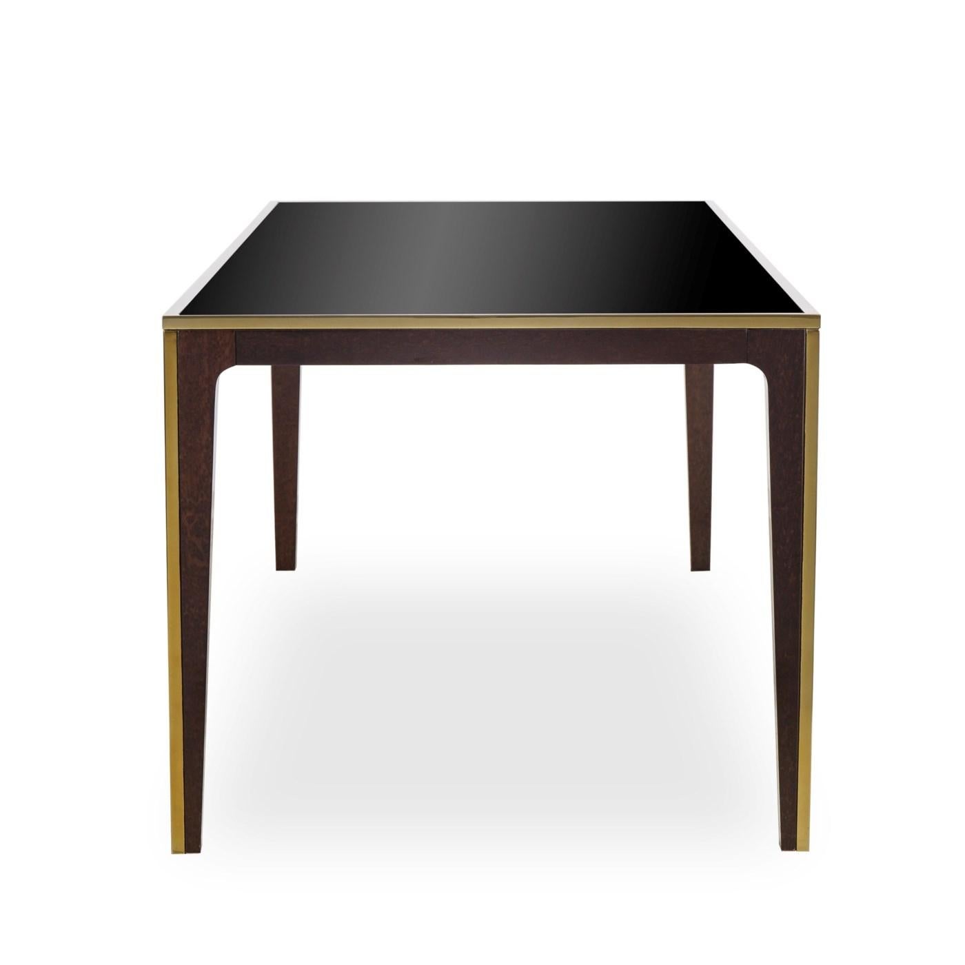 Contemporary Accent Dining Table with Smoked Tempered Glass Top