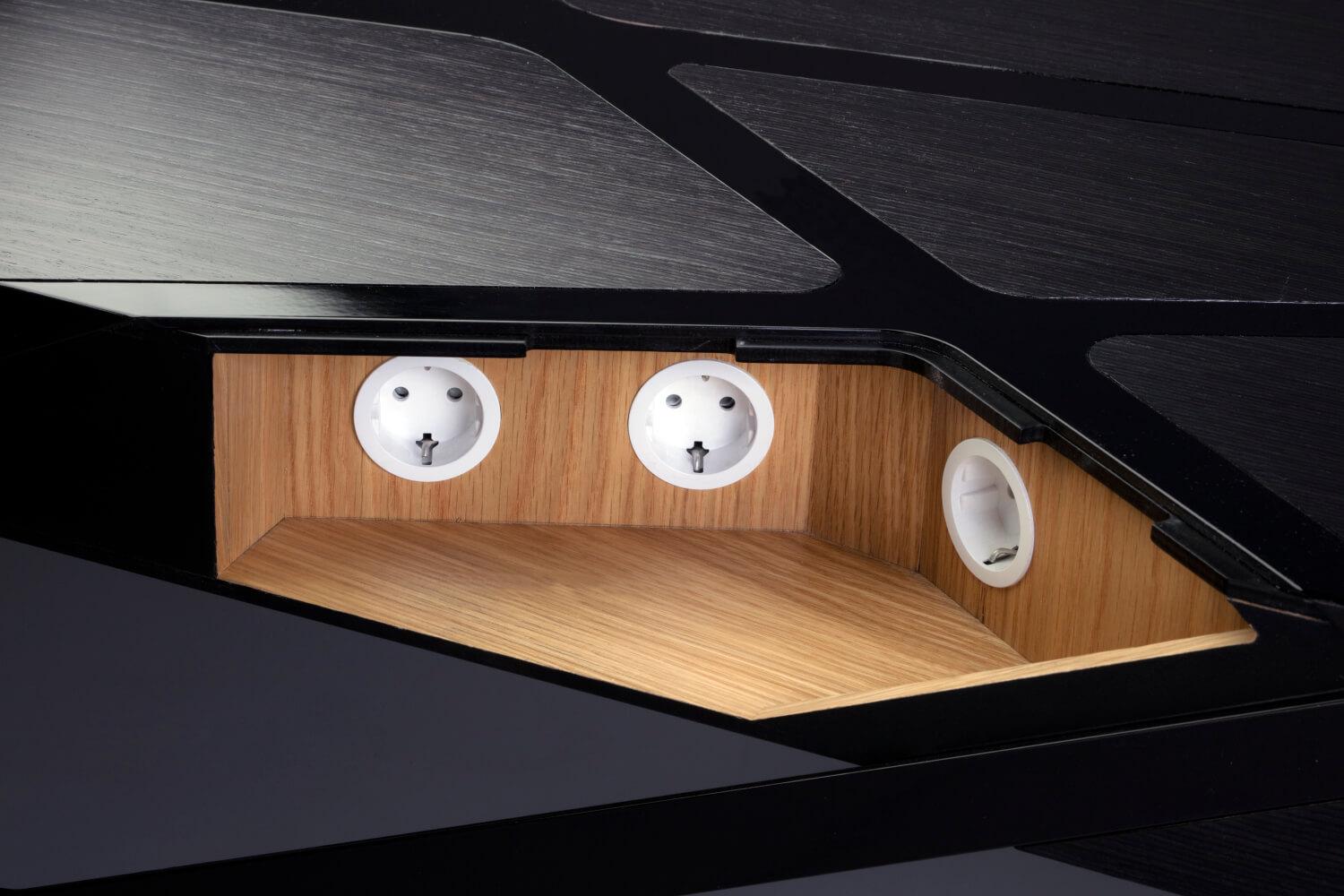 Organischer moderner Akzent-Schreibtisch aus schwarzem Eichenholz und Kupfer im Angebot 7