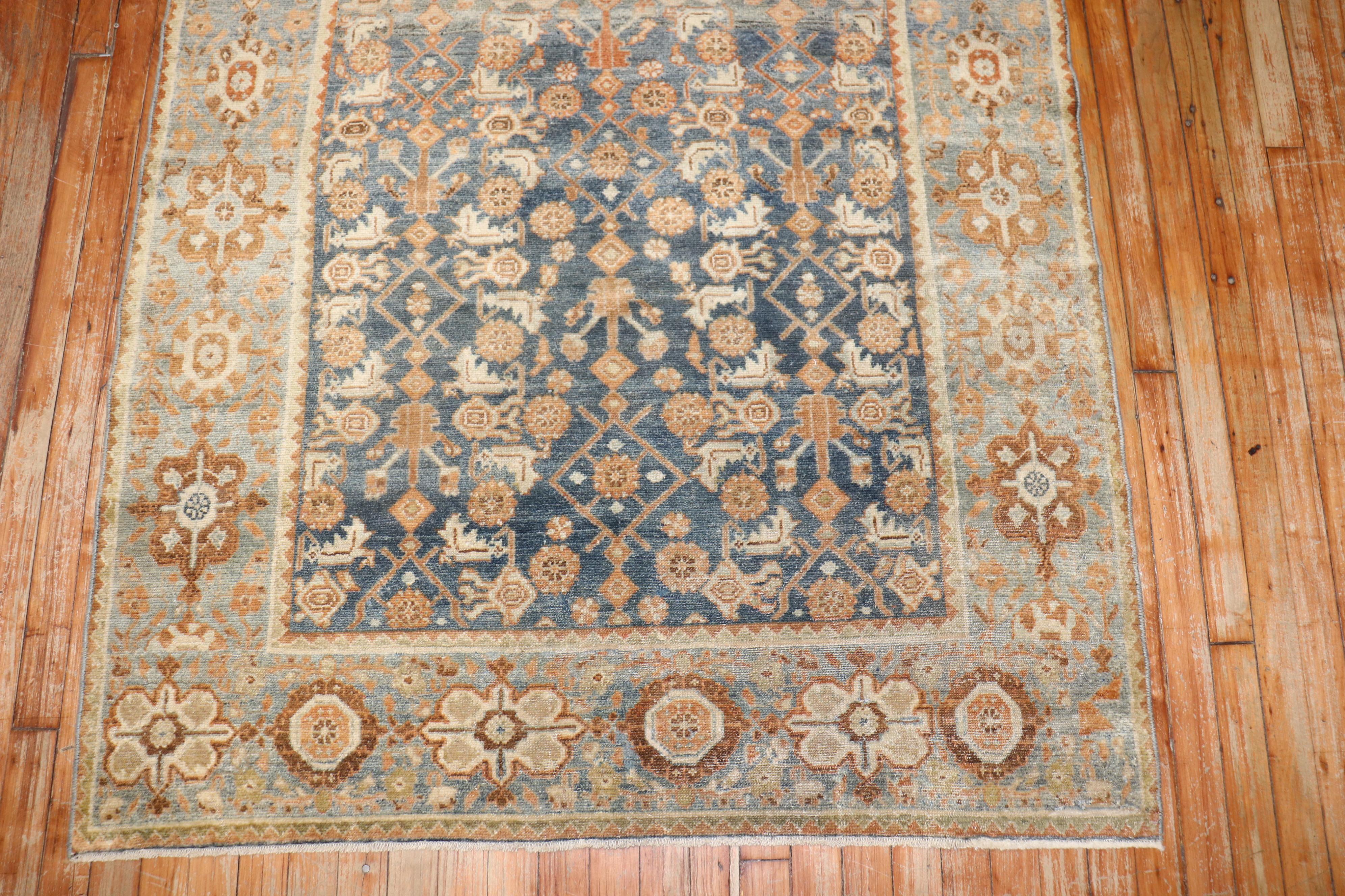 Hand-Knotted Accent Persian Malayer Rug For Sale