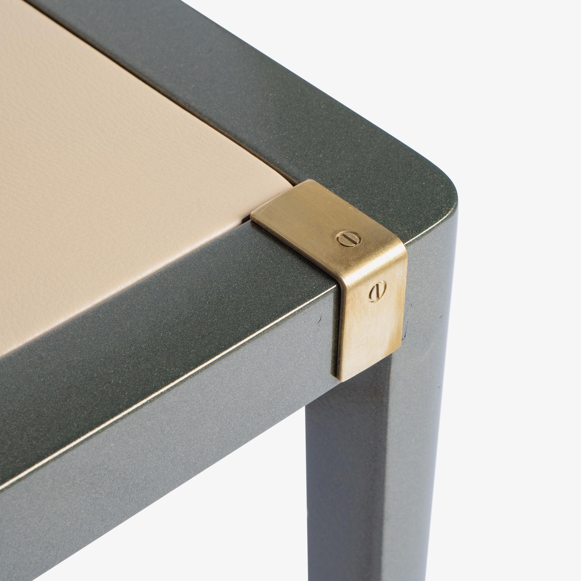 Accent Side Card Table in Green Metallic Lacquer & Leather by Theodore Alexander For Sale 4