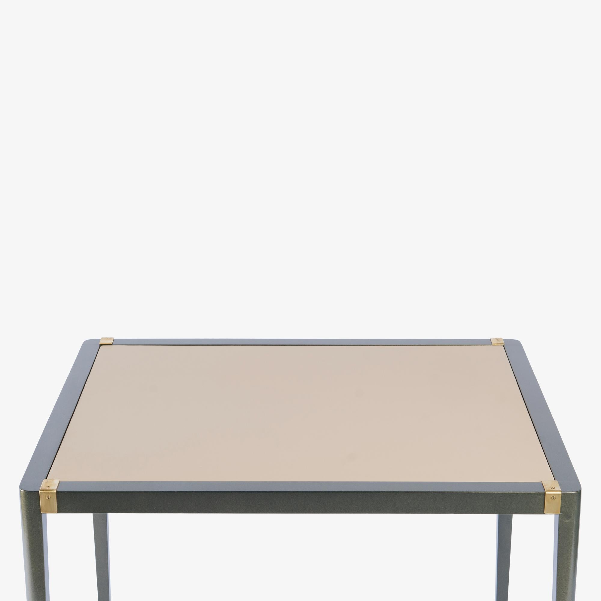 Accent Side Card Table in Green Metallic Lacquer & Leather by Theodore Alexander For Sale 5
