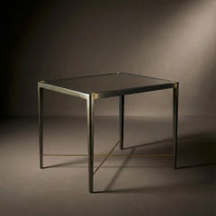 Accent Side Card Table in Green Metallic Lacquer & Leather by Theodore Alexander