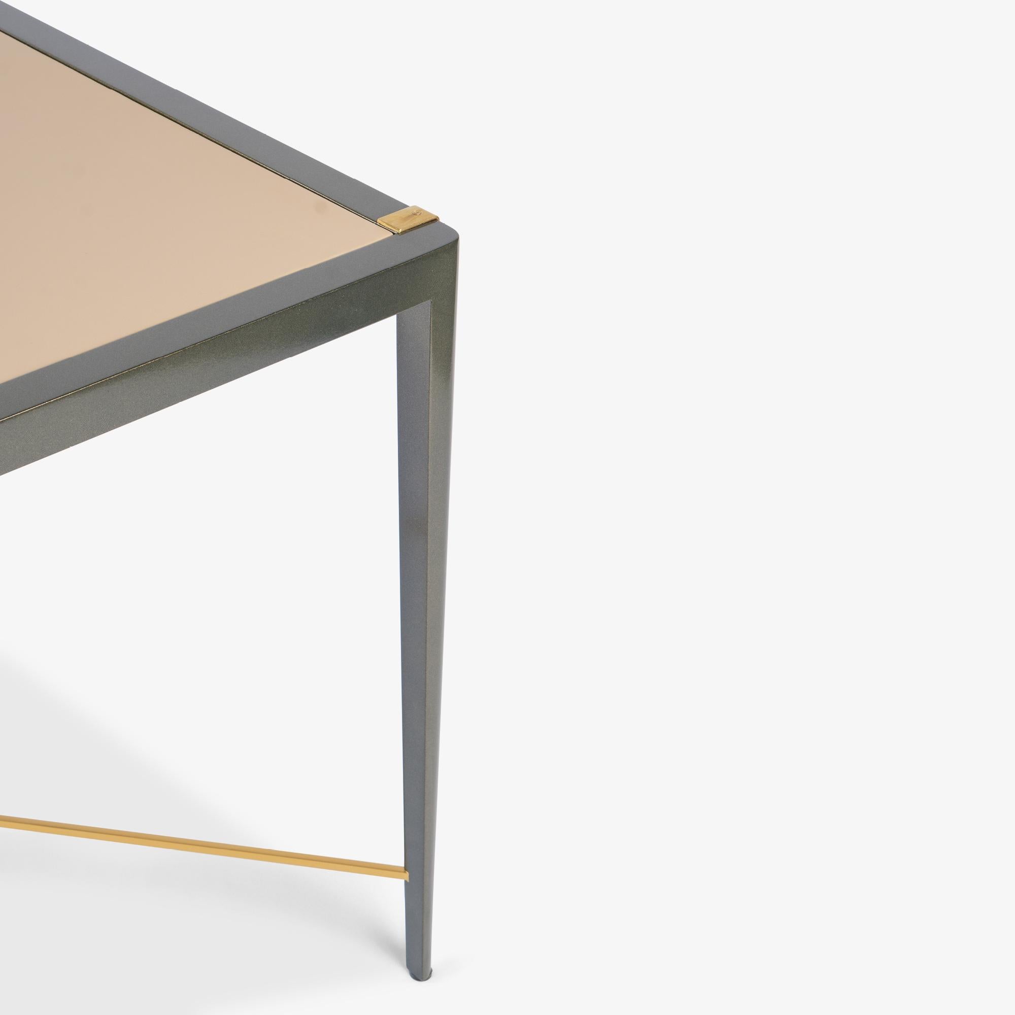 Accent Side Card Table in Green Metallic Lacquer & Leather by Theodore Alexander In Good Condition For Sale In Stamford, CT