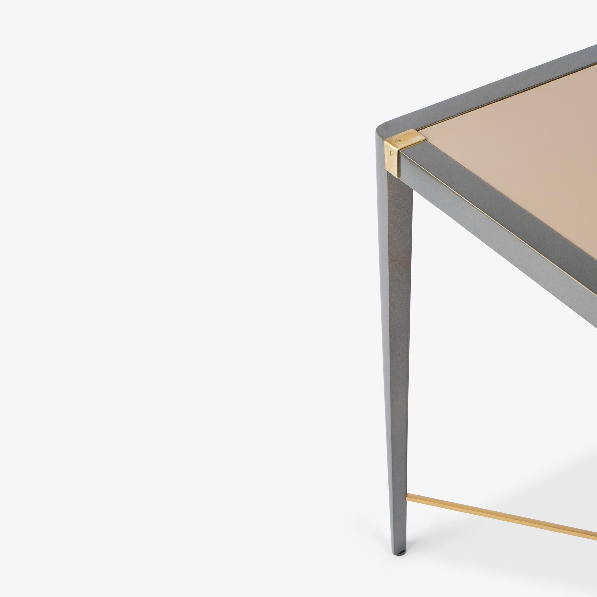 Late 20th Century Accent Side Card Table in Green Metallic Lacquer & Leather by Theodore Alexander For Sale