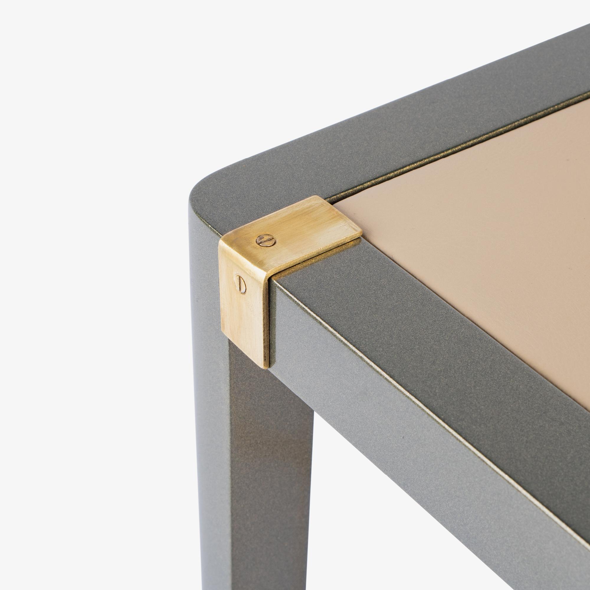 Accent Side Card Table in Green Metallic Lacquer & Leather by Theodore Alexander For Sale 1