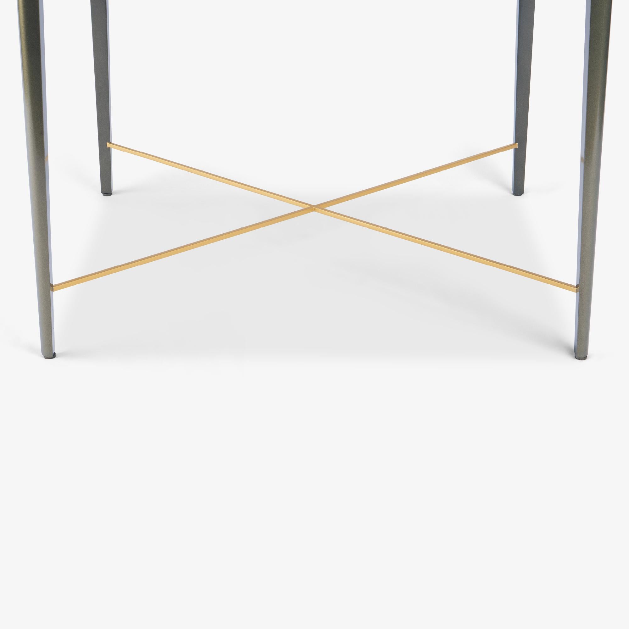 Accent Side Card Table in Green Metallic Lacquer & Leather by Theodore Alexander For Sale 2