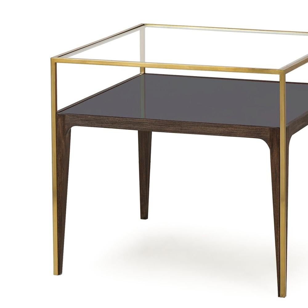 English Accent Side Table with Smoked and Clear Glass Top