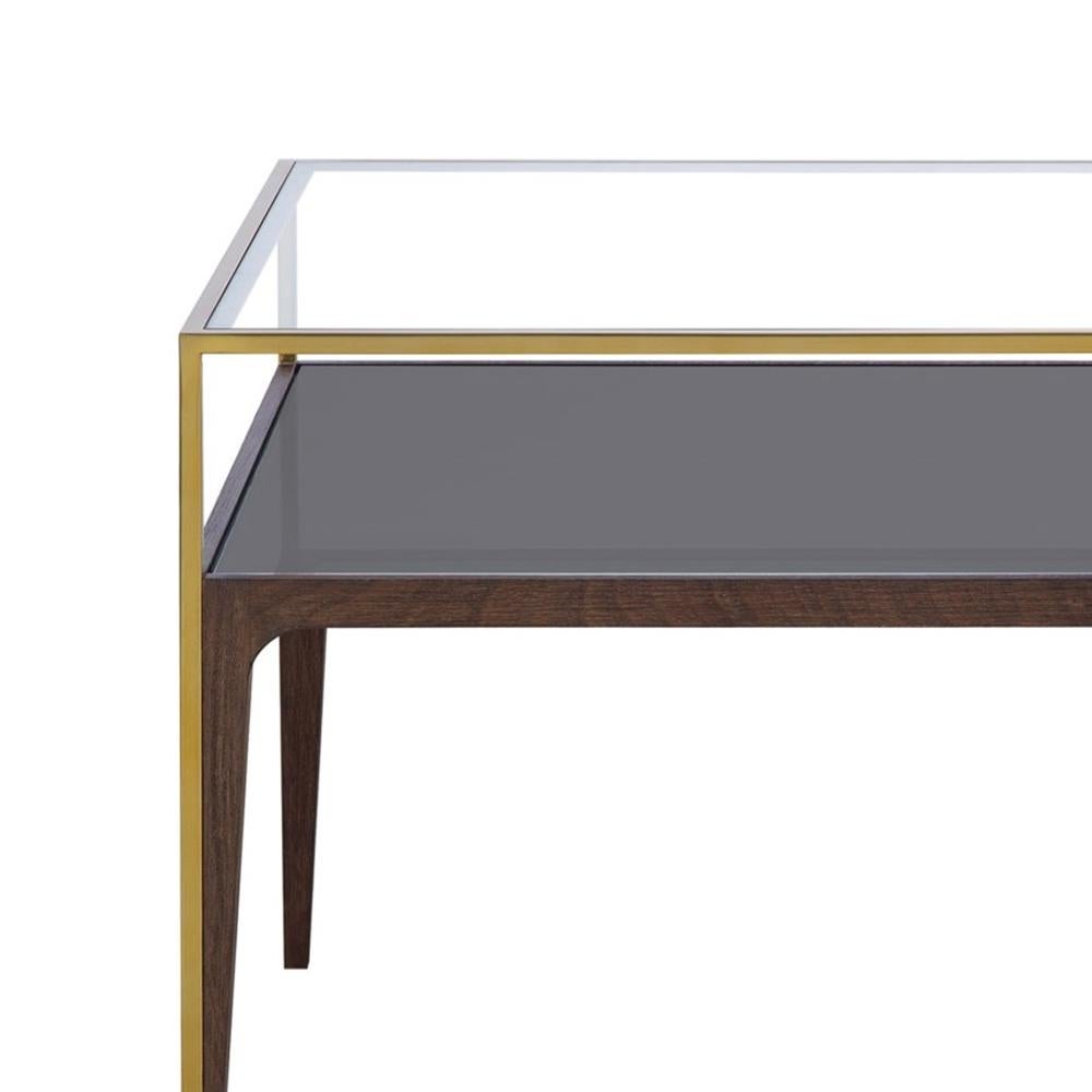 Contemporary Accent Side Table with Smoked and Clear Glass Top