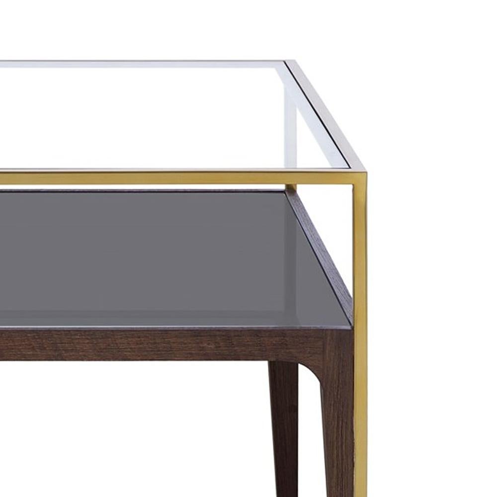 Accent Side Table with Smoked and Clear Glass Top 1