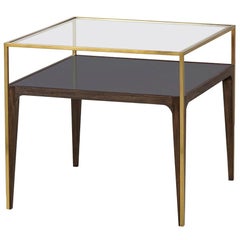 Table d'appoint avec plateau en verre fumé et transparent