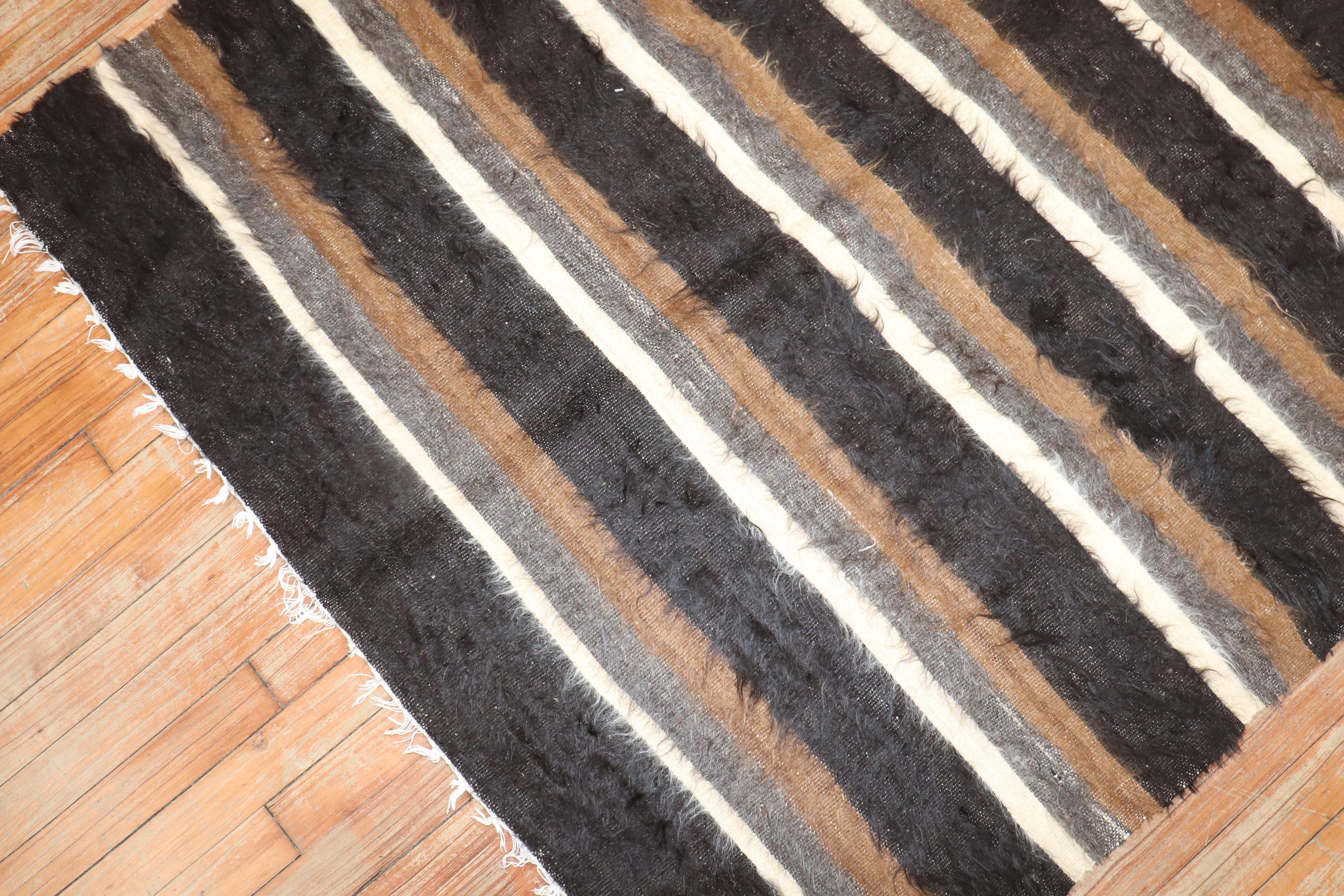 Hand-Woven Accent Size Turkish Mohair Rug For Sale