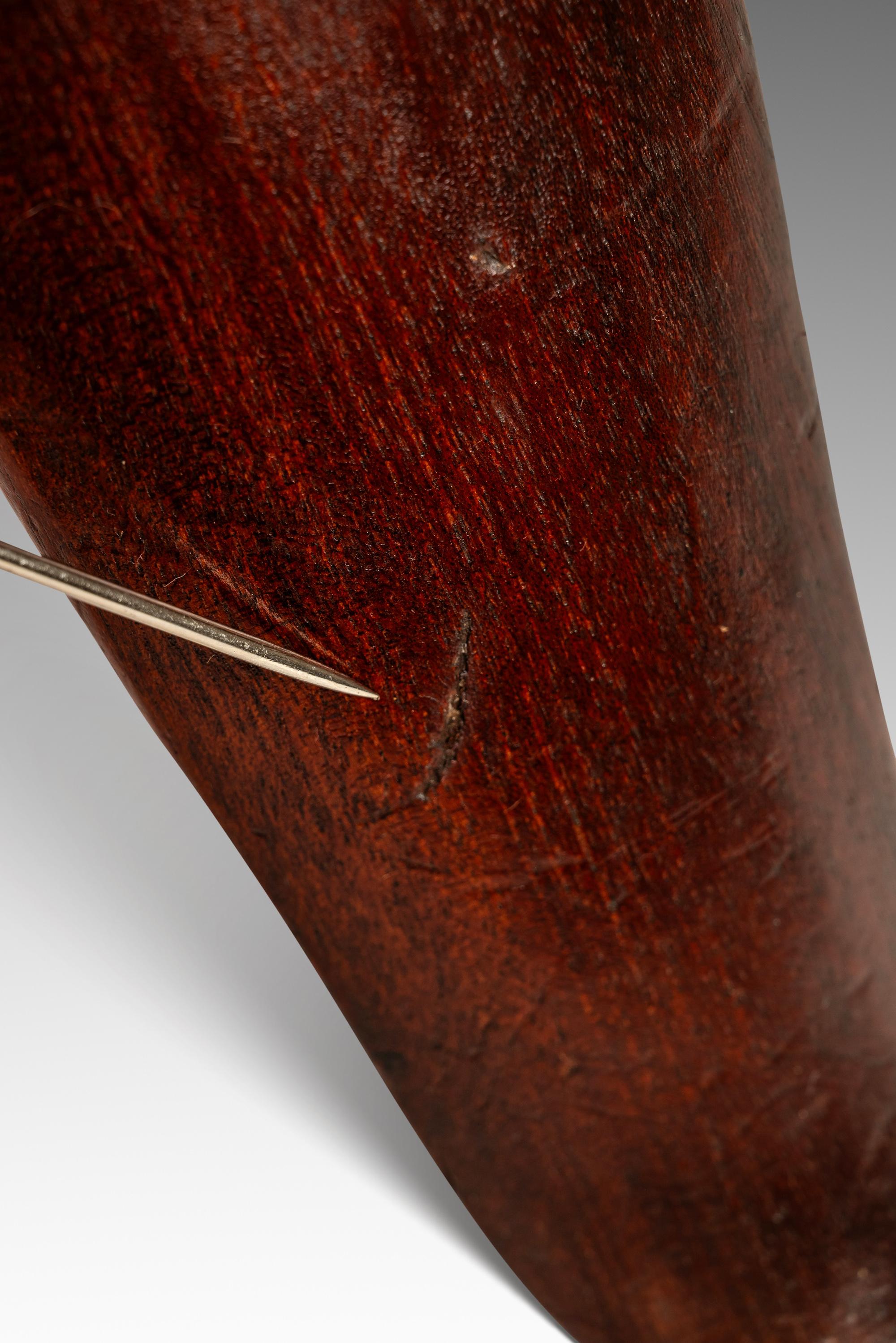 Accent Table Carved from Mahogany w/ Interlocking Legs & Glass Top, USA, 1970's 8