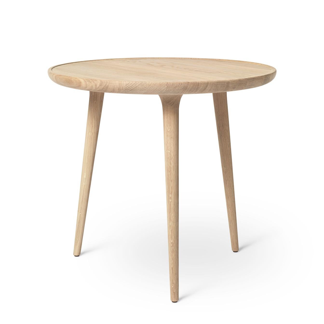 Modern Accent Table S FSC certified Oak Wood White Matte Lacquer by Mater Design