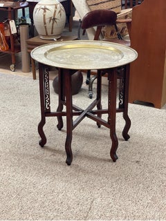 Accent Table with Brass Tray