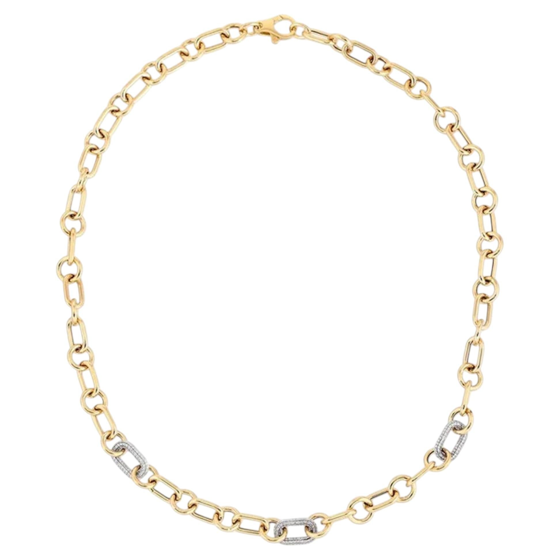 Collier à maillons en or jaune 14 carats rehaussé de diamants de 0,67 ct