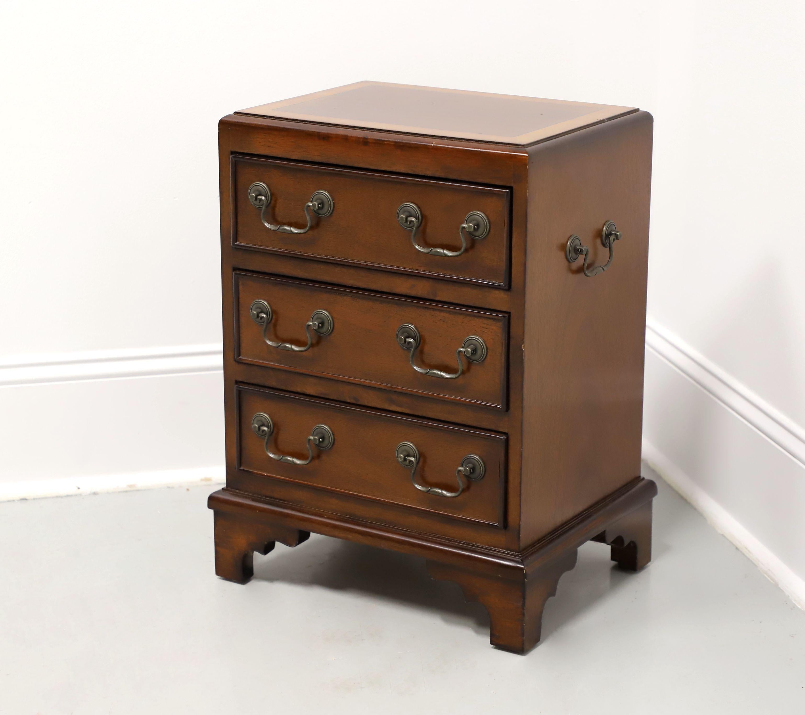 American ACCENTS BEYOND Banded Mahogany Chippendale Three-Drawer Chairside Chest For Sale