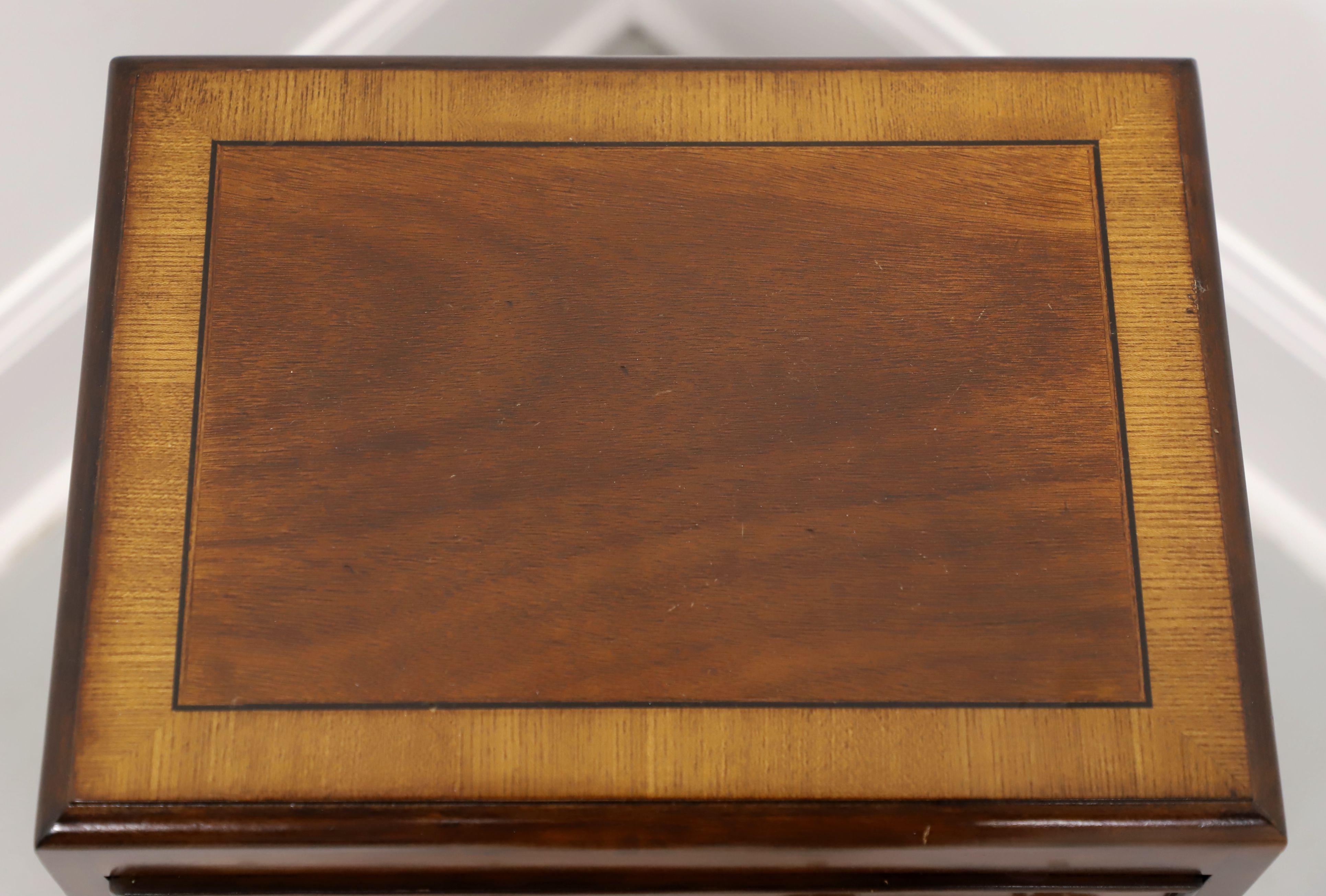 Brass ACCENTS BEYOND Banded Mahogany Chippendale Three-Drawer Chairside Chest For Sale