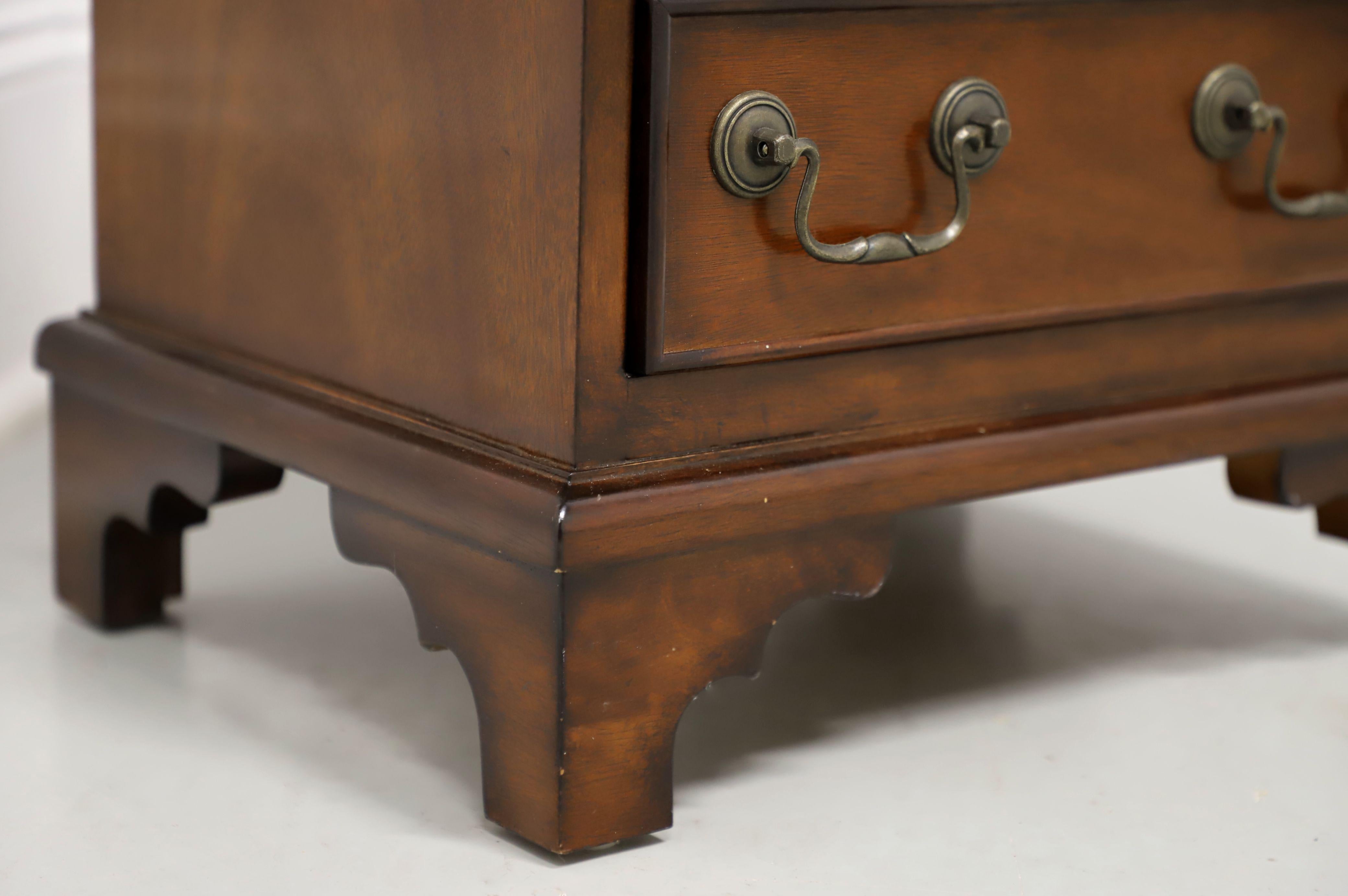 ACCENTS BEYOND Banded Mahogany Chippendale Three-Drawer Chairside Chest For Sale 1