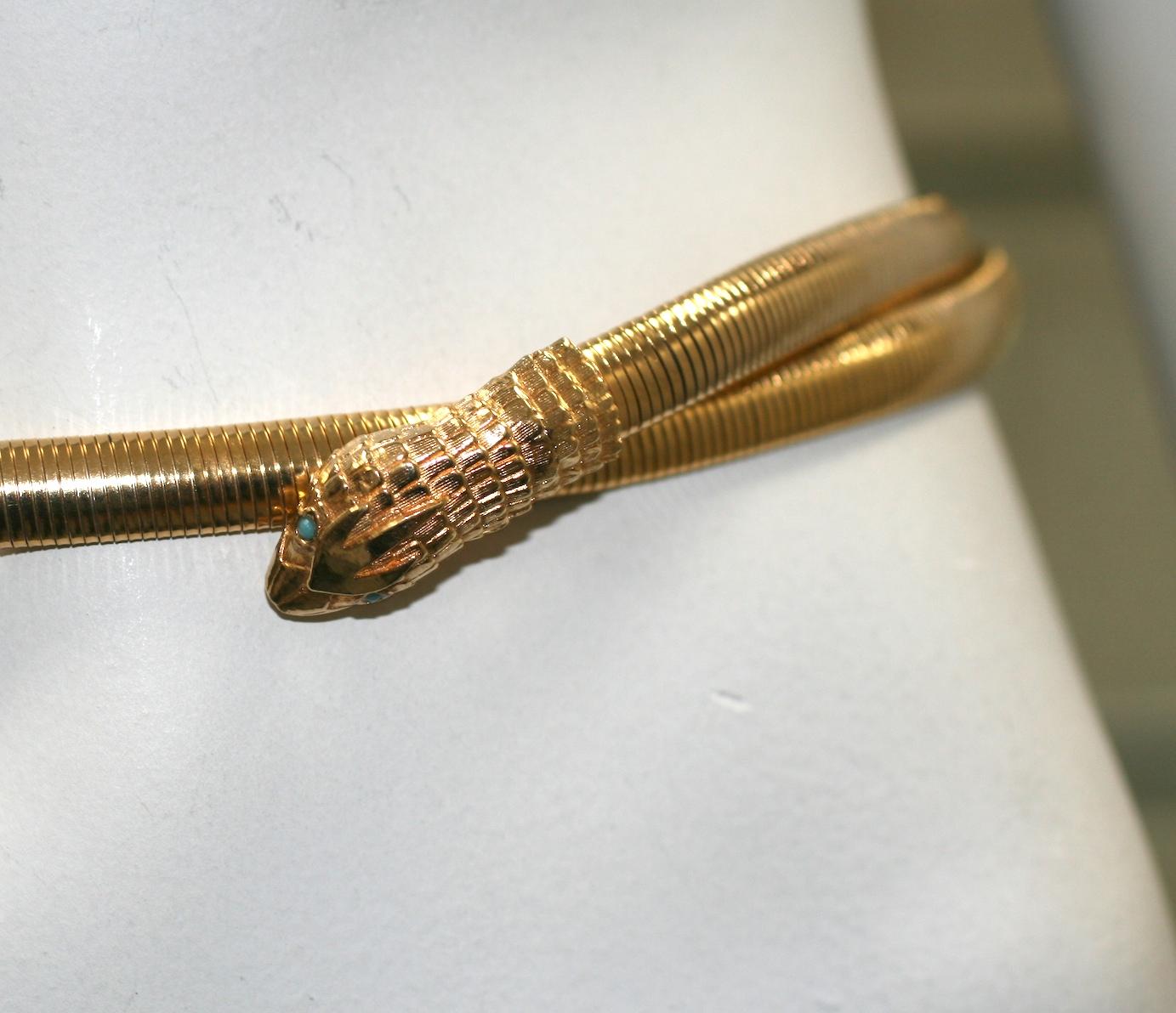 Brown Accessocraft Gilt Stretch Snake Belt