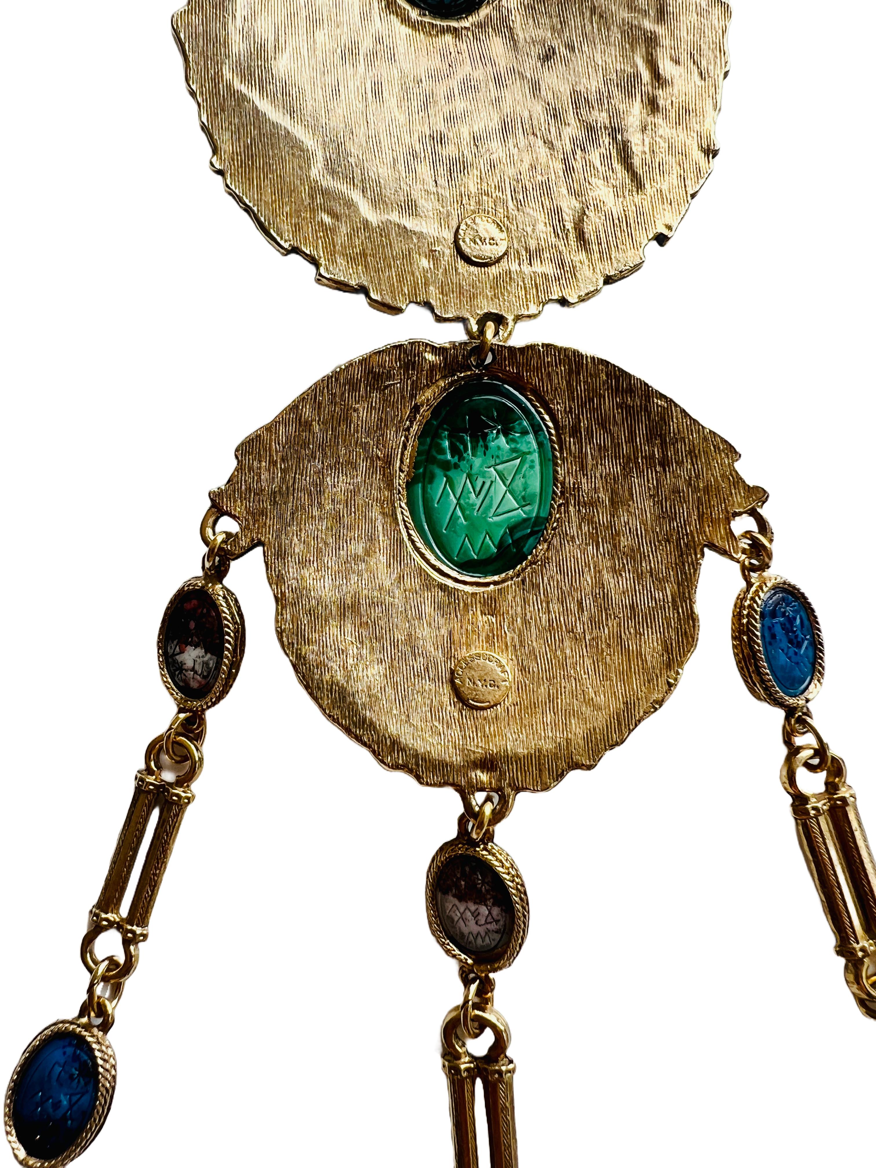 Accessocraft - Collana con medaglione egiziano con scarabeo d'oro di grande effetto in vendita 8