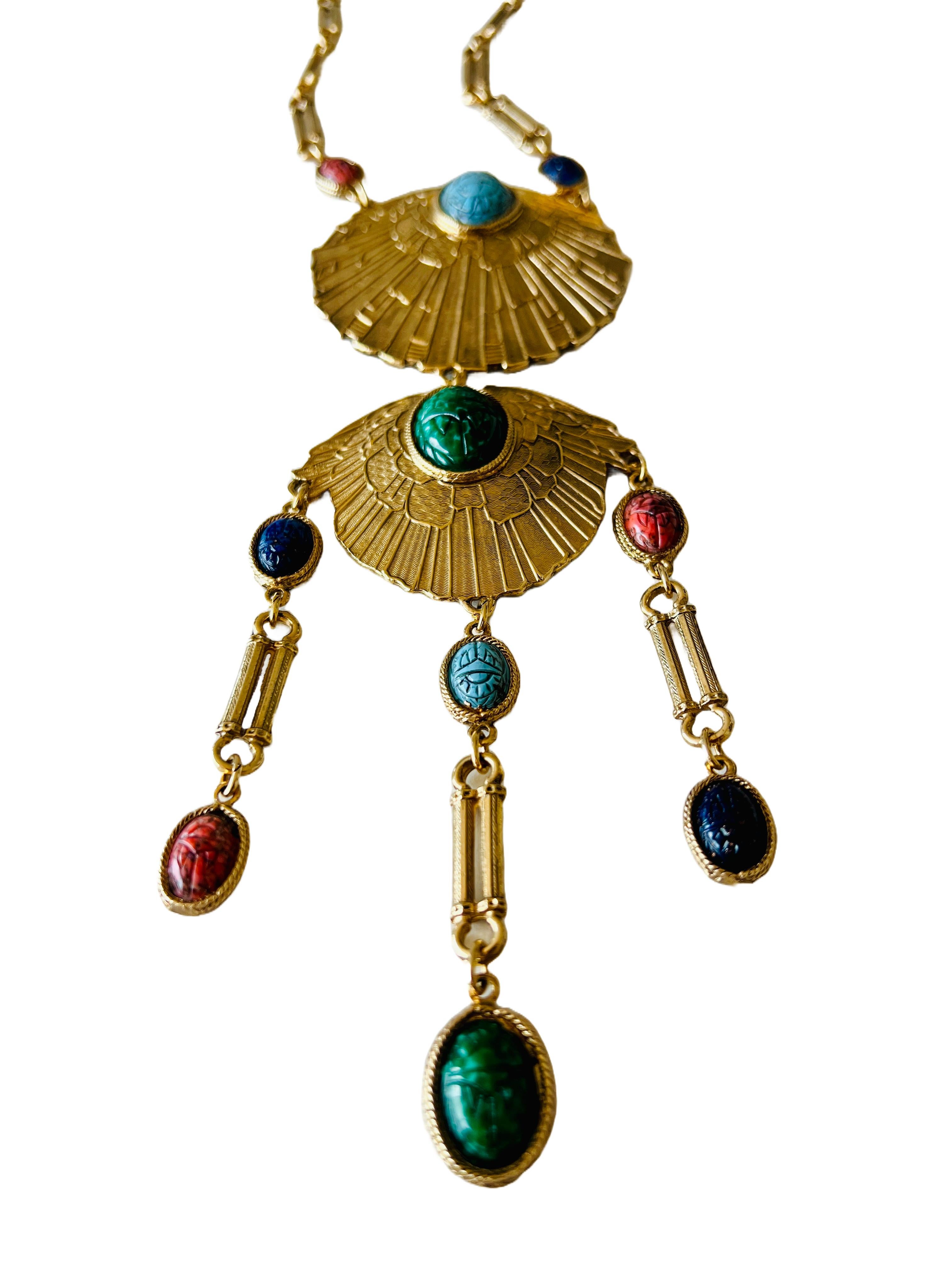 Accessocraft - Collana con medaglione egiziano con scarabeo d'oro di grande effetto in vendita 6