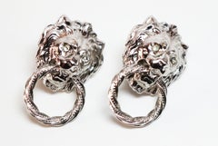 Accessocraft Silver Lion's Head Doorknocker Earrings