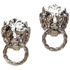 Accessocraft Silver Lion's Head Doorknocker Earrings