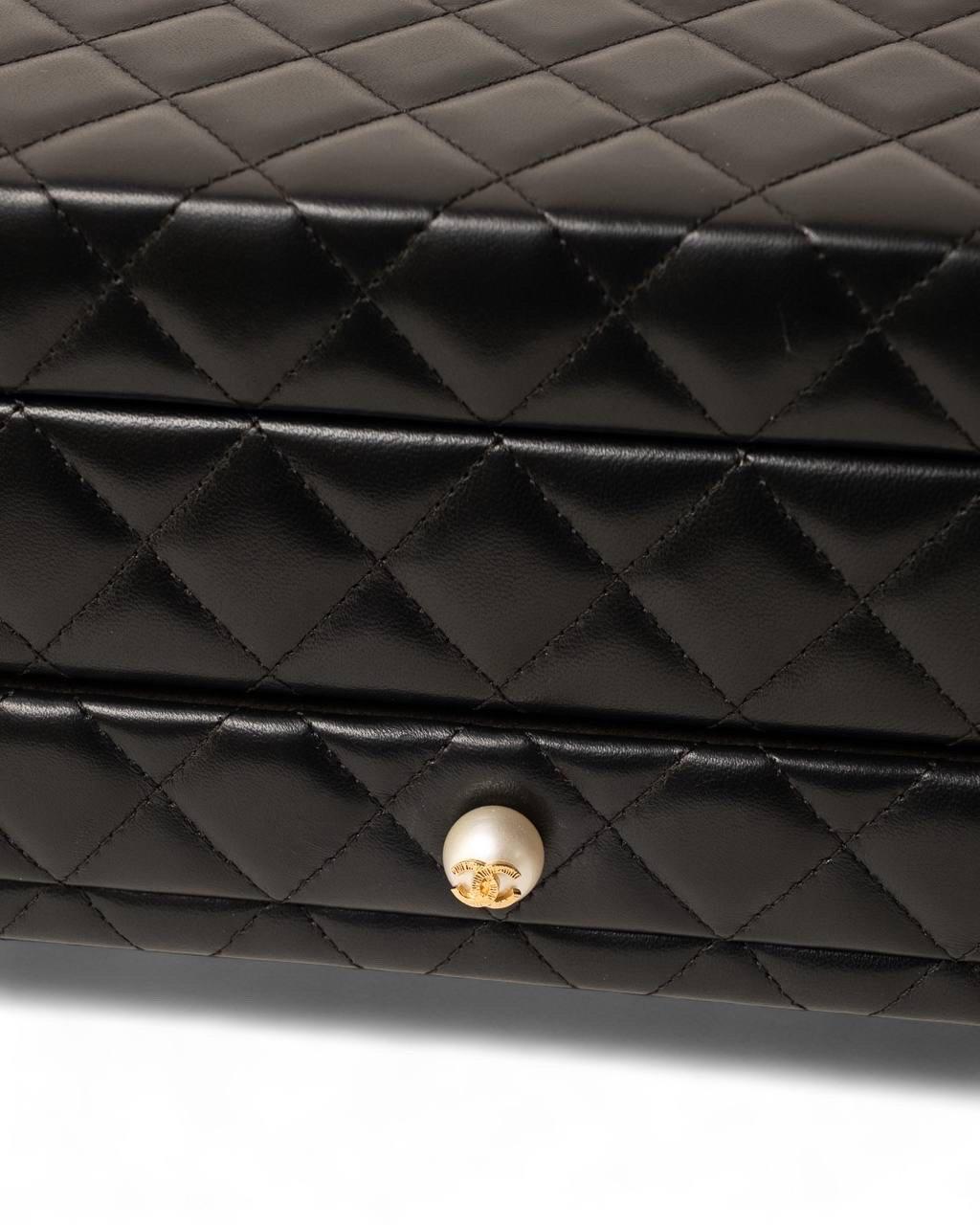 Accessori da Viaggio\ Portagioie Chanel Vanity Case Pearl Trapuntato Nero For Sale 5