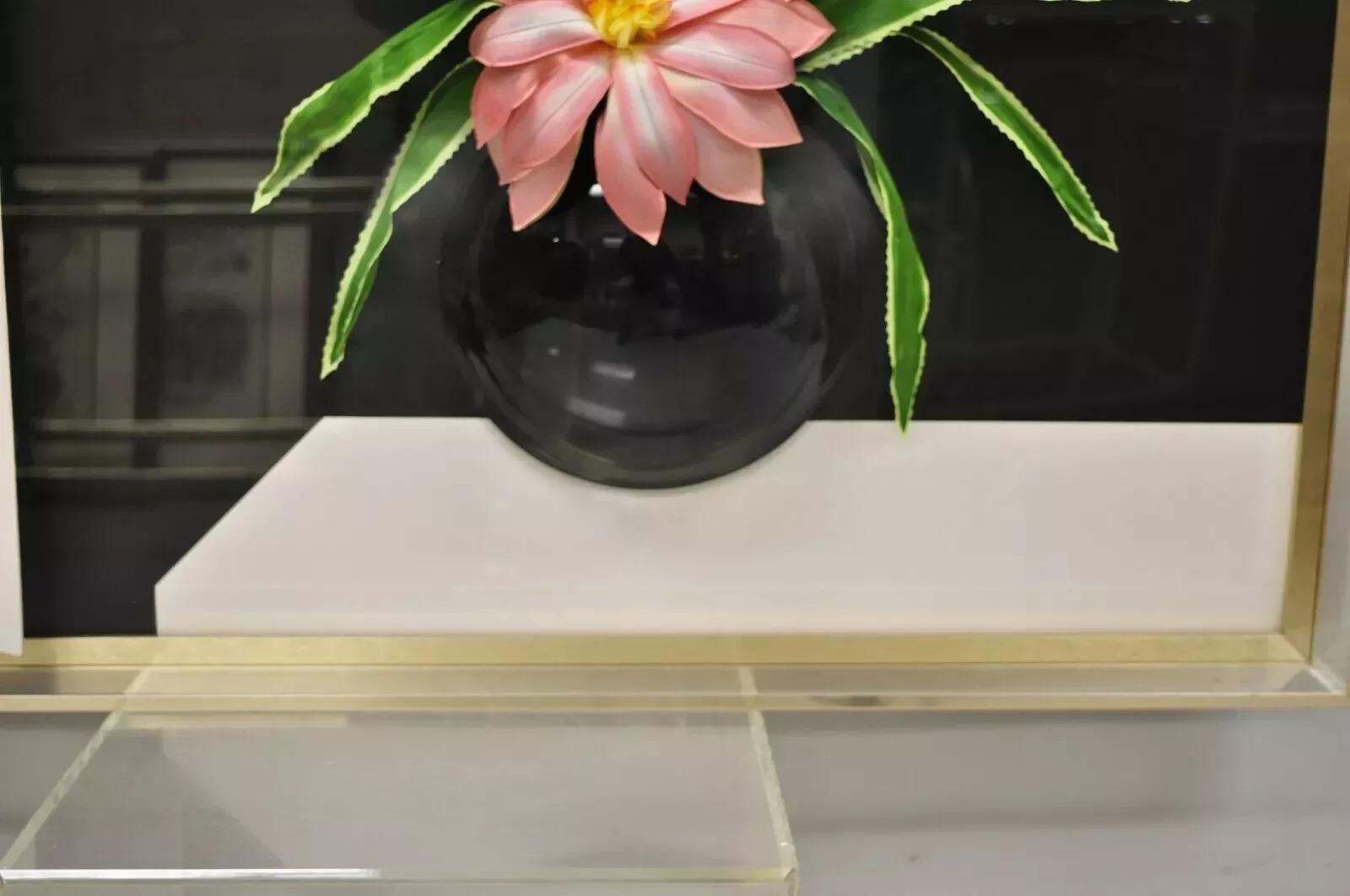 20th Century Accessory Art Mid Century Lucite Plexiglass Wall Art Flower Vase Shadow Box For Sale
