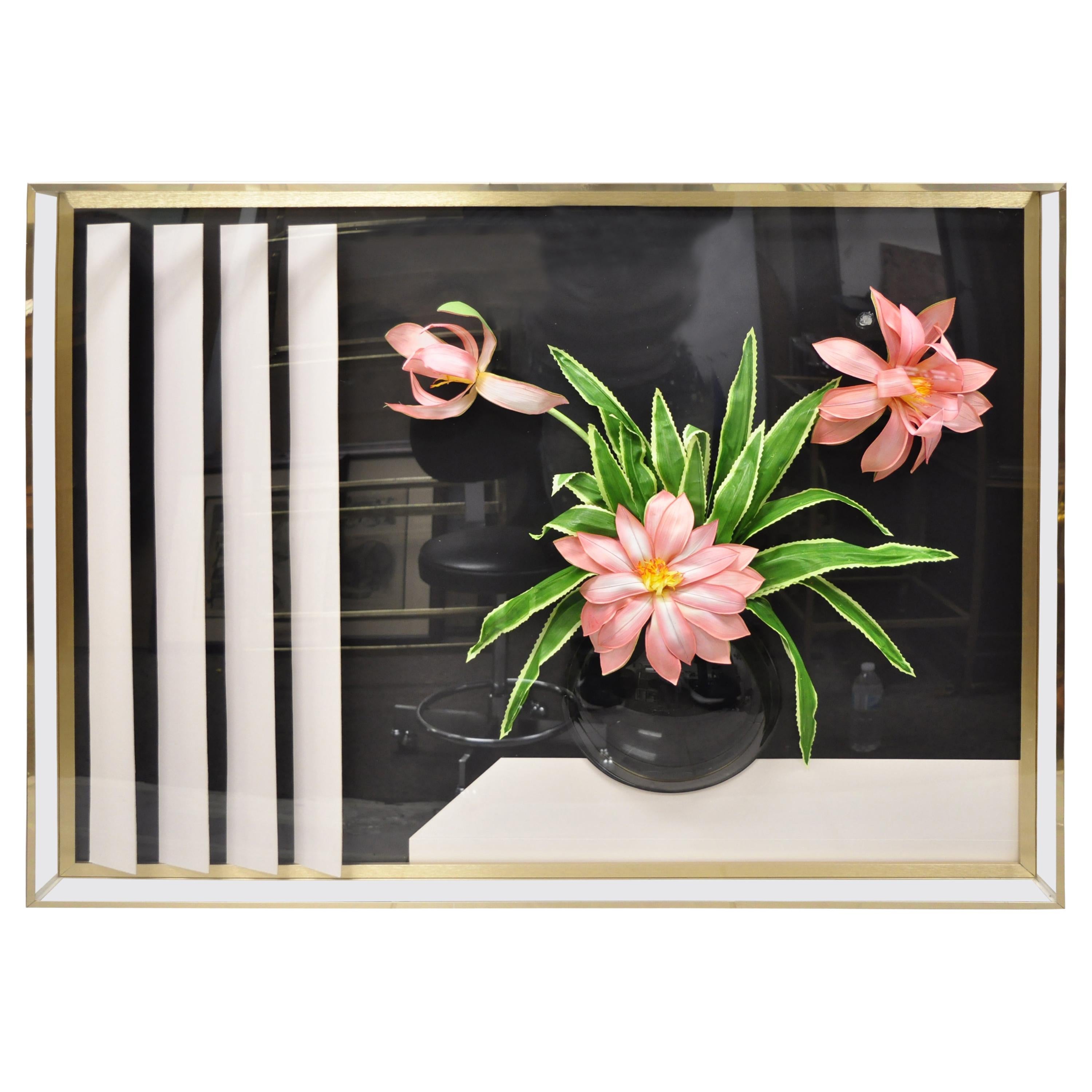 Accessory Art Midcentury Lucite Plexiglas Wall Art Flower Vase Shadow Box