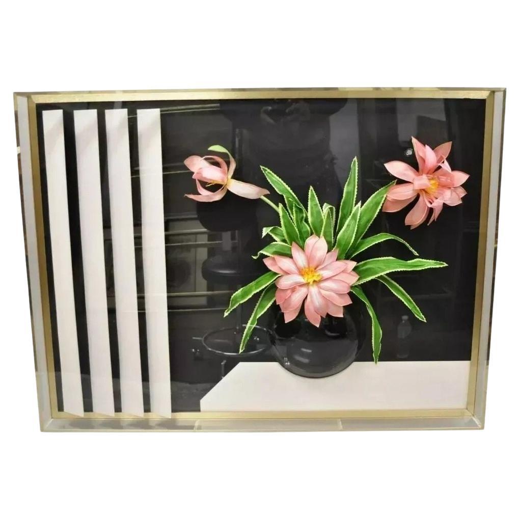 Accessory Art Mid Century Lucite Plexiglass Wall Art Vaso di fiori Shadow Box