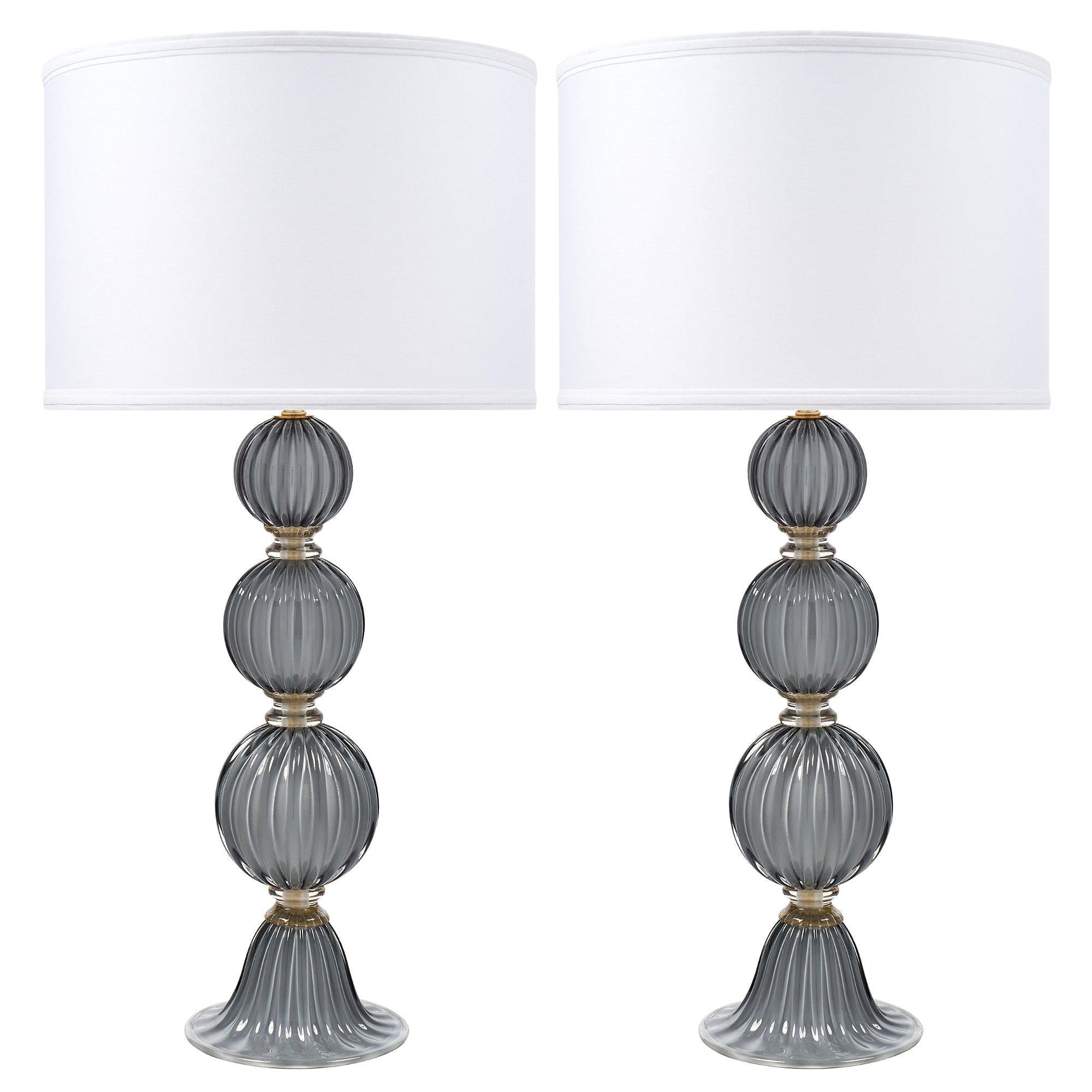 “Acciaio” Italian Murano Glass Lamps For Sale