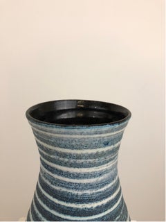Accolay 1960 French Mid-Century Gauloise Blue Ceramic Vase